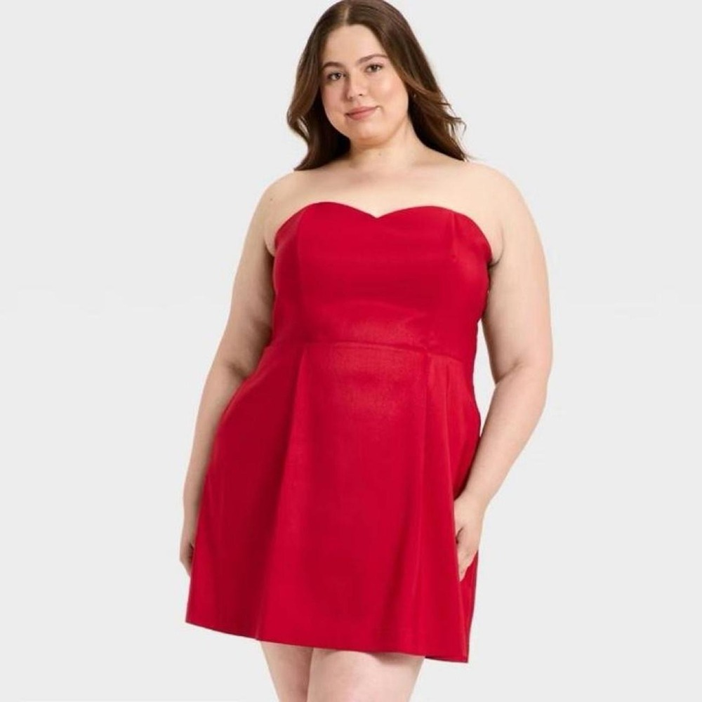 A New Day Women's Red Strapless Mini Dress